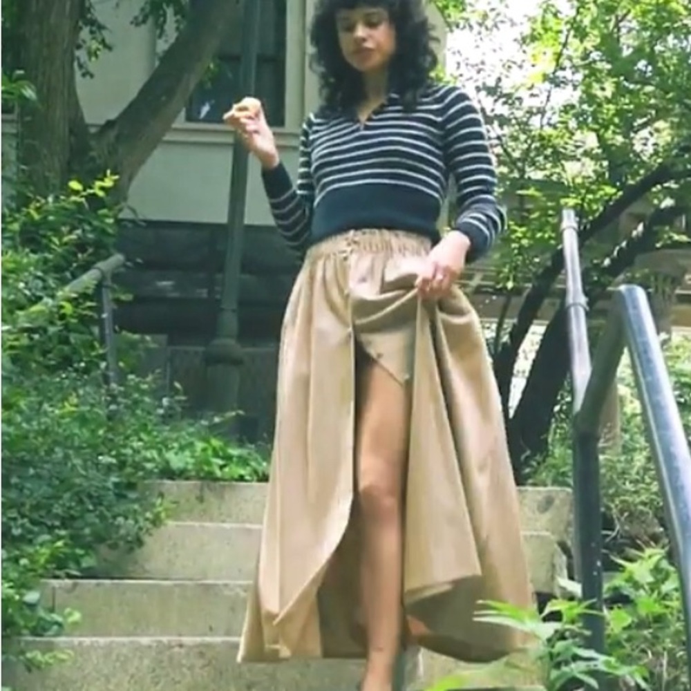 By any Other Name BOAN Cummerbund Shirred Waist skirt Natural Tan Size 4 $480